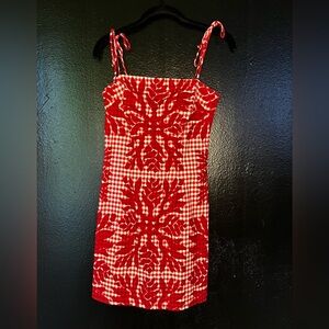 Manuhealii Red and White Mini Dress